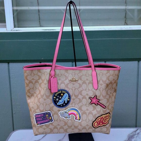 Coach Handbags - Coach X Disney Cinderella City Tote In Signature C Canvas With Patches